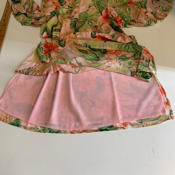 J Jill Tunic Womens XS Extra Small SeashellTropical Floral Side Slit Lined - Picture 9 of 13